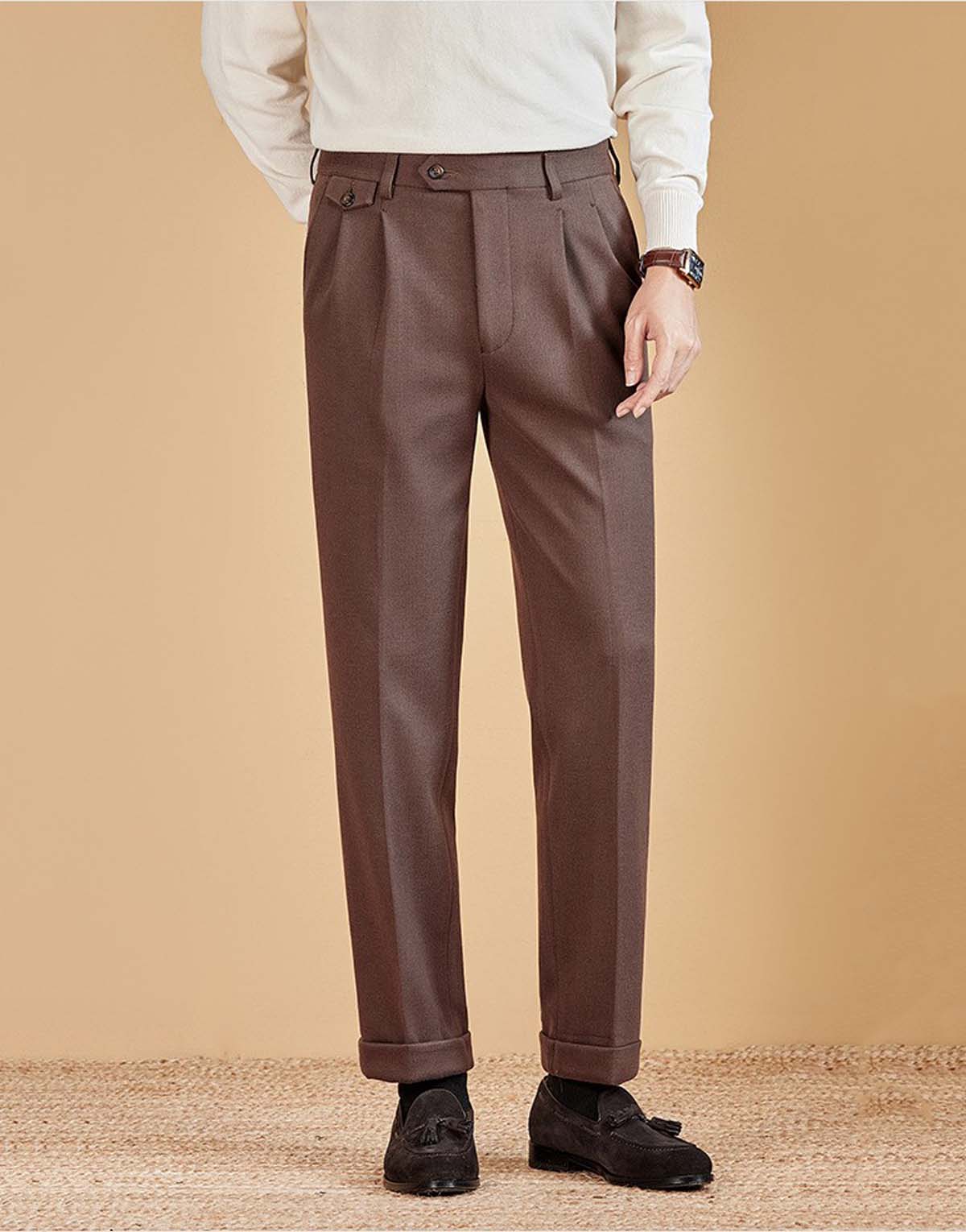 Thickened Double-Pleated Business Casual Men's Trousers-mp-839